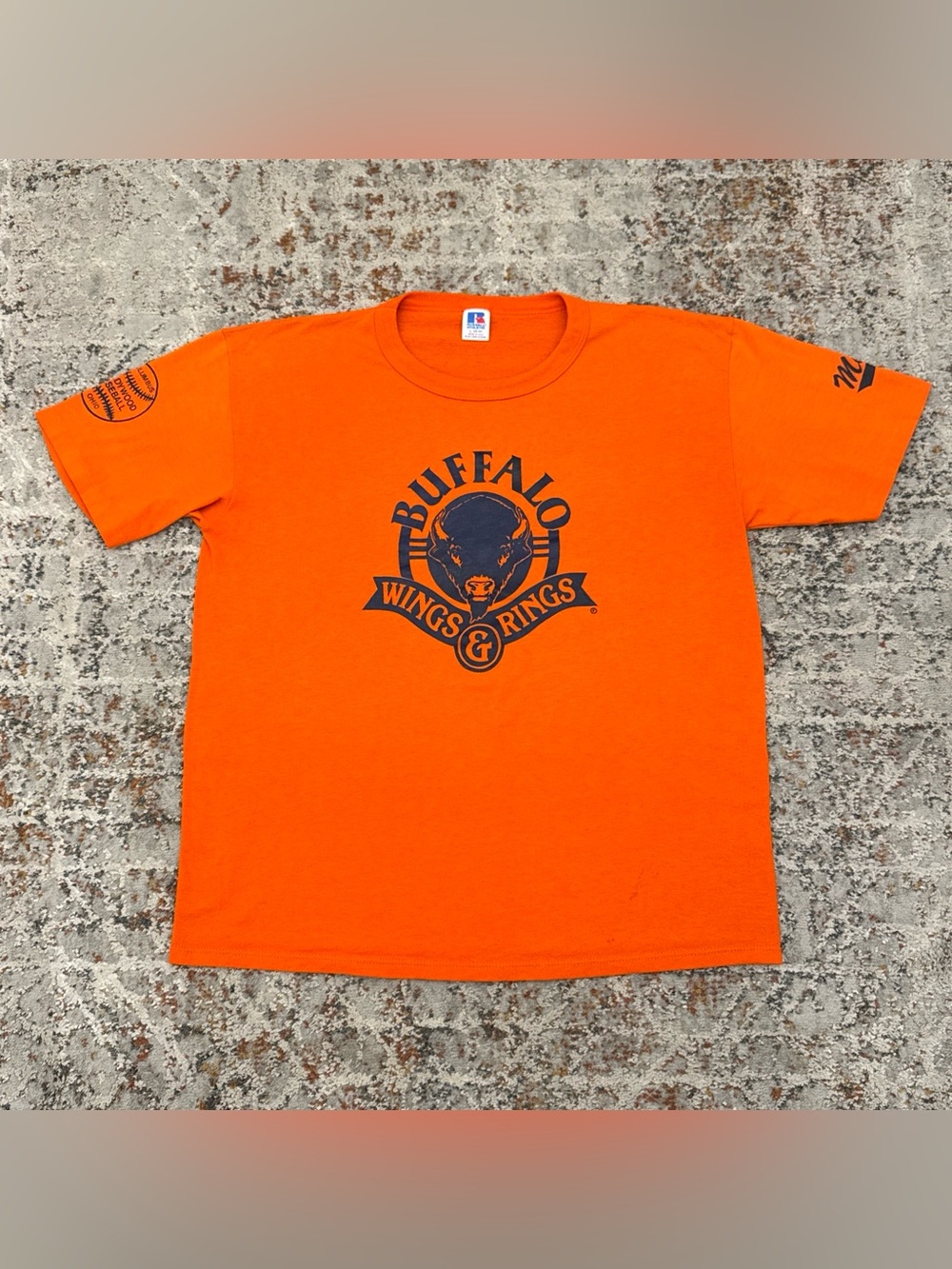 VTG 90s Russell Athletic Buffalo Wings & Rings Shadywood Baseball Shirt L